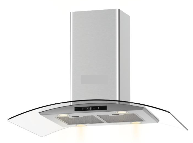 Island Hood with Glass – 90cm