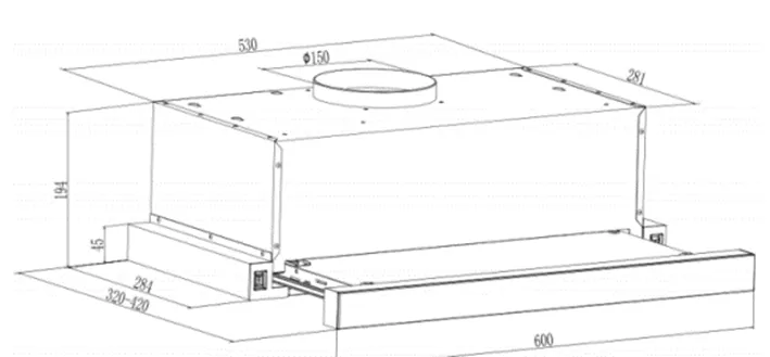 BUILD IN COOKER HOOD INOX 60CM WITH SLIDING FILTER