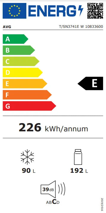 AVG Combi Fridge Freezer – 282L – Less Frost – Class E