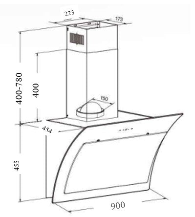 Wall Mounted White Glass Hood