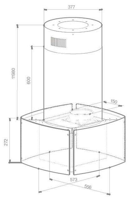 Island Cooker Hood – Round Shape with Glass