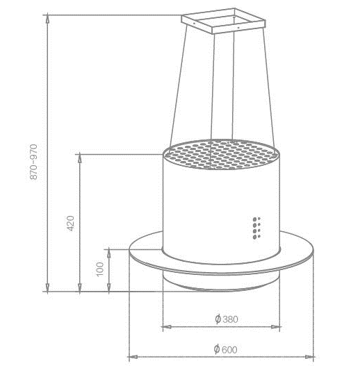 Island Cooker Hood – Cylinder Shape – Stainless Steel