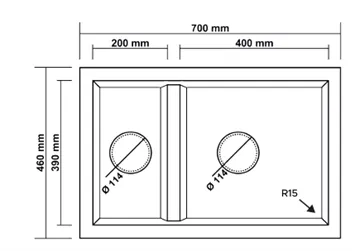 Granitek Sink – 2 Bowls, 700 × 460 mm