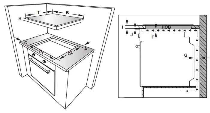 4 Burner Gas Hob – Black Glass – Cast Iron Pan Supports