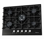 GENERAL 5 GAS HOB WITH GLASS BLACK 75CM