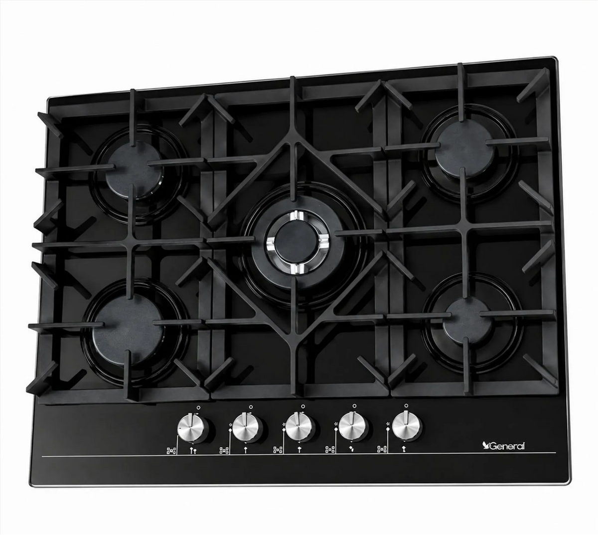 GENERAL 5 GAS HOB WITH GLASS BLACK 75CM