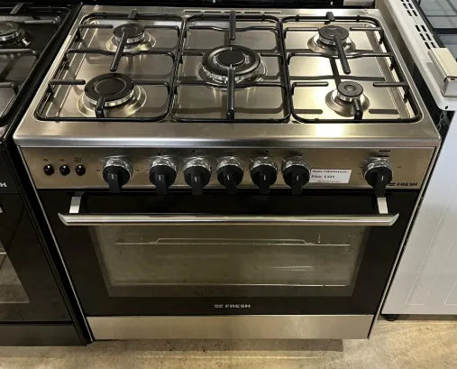 Fresh - Freestanding Gas Oven 5 Gas Burners with Spark and Fan - Stainless Steel