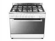 Fresh - Freestanding Gas Oven 5 Gas Burners with Spark and Fan - White Inox