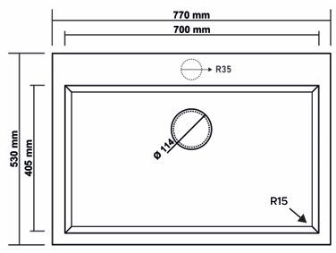 Granitek Sink – 1 Square Bowl, 770 × 530 mm, White