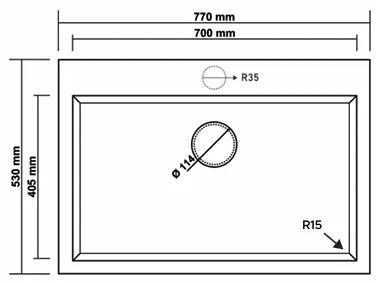 RealStone Sink – 1 Bowl, 770 × 530 mm, Black