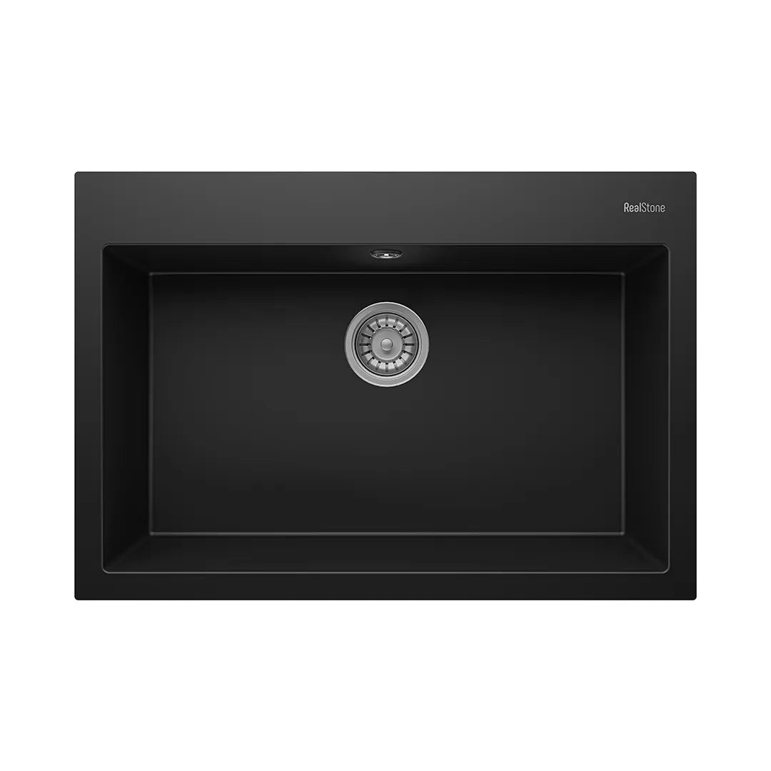 RealStone Sink – 1 Bowl, 770 × 530 mm, Black