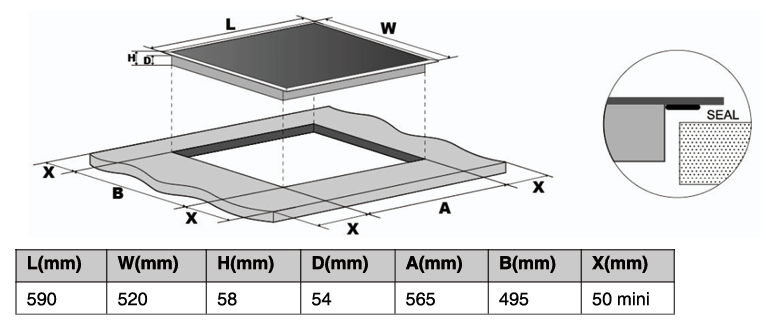 HYUNDAI 60CM INDUCTION HOB 4 ZONES