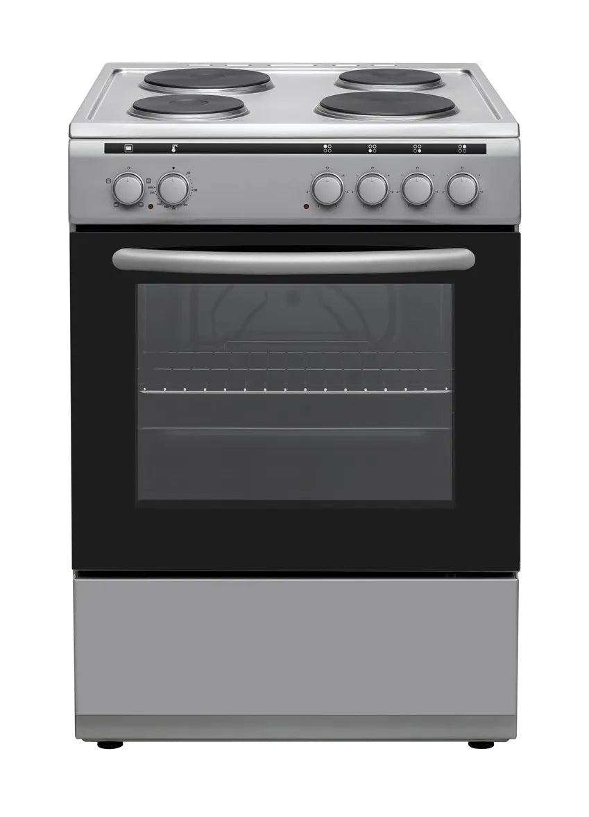 AVG – Freestanding Electric Cooker 60cm, 4 Hot Plates, Silver