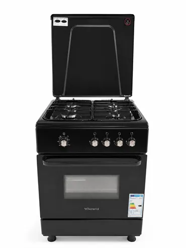 GENERAL  - Freestanding Gas Oven 60cm with 4 Burners - Black