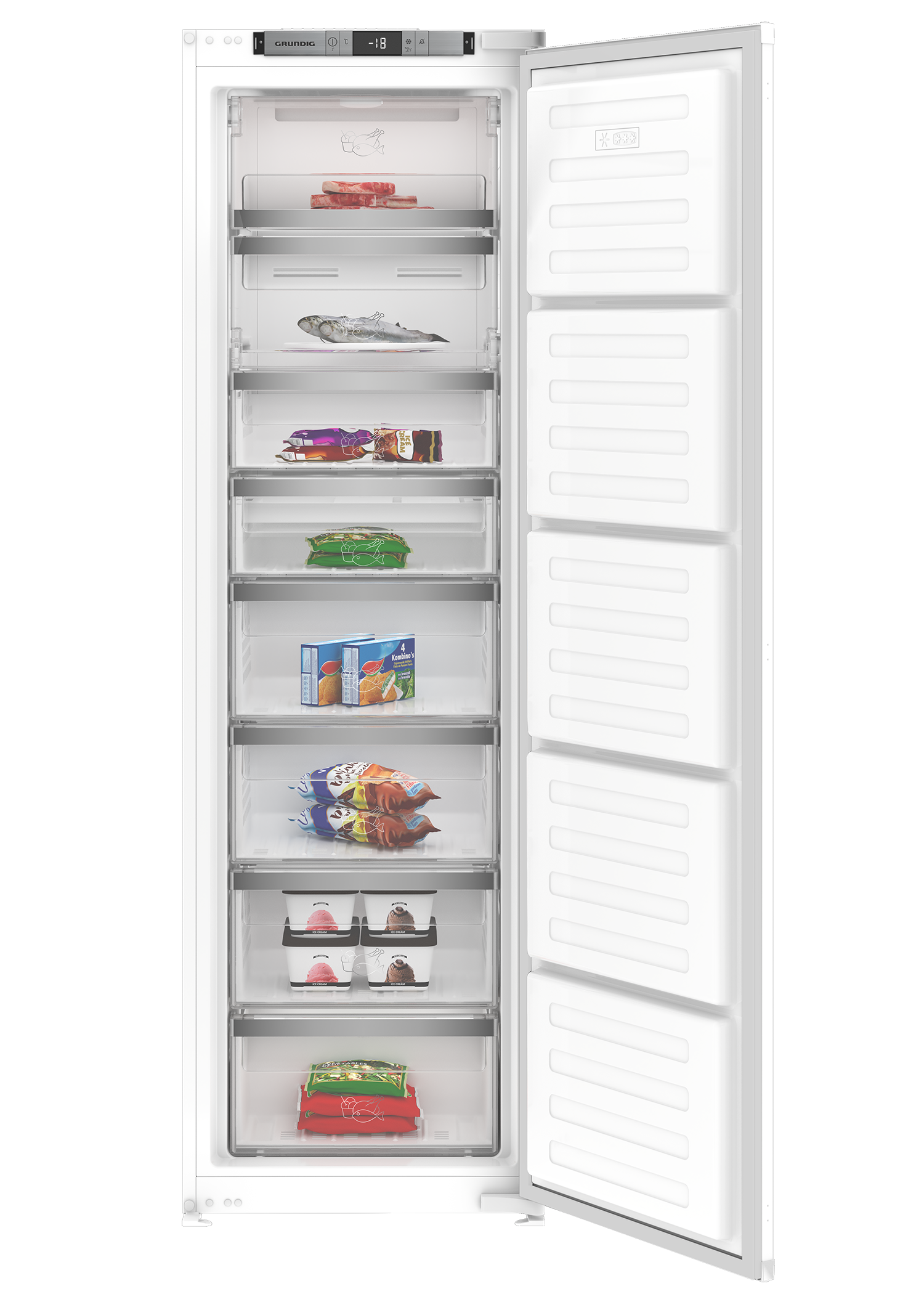 Grundig Built-In Freezer – 220L – No Frost – 8 Drawers