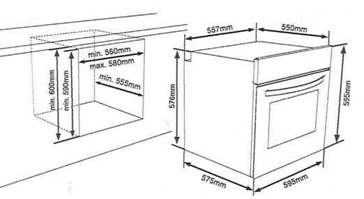 60cm Built In Electric Oven – 65L – Energy Class A
