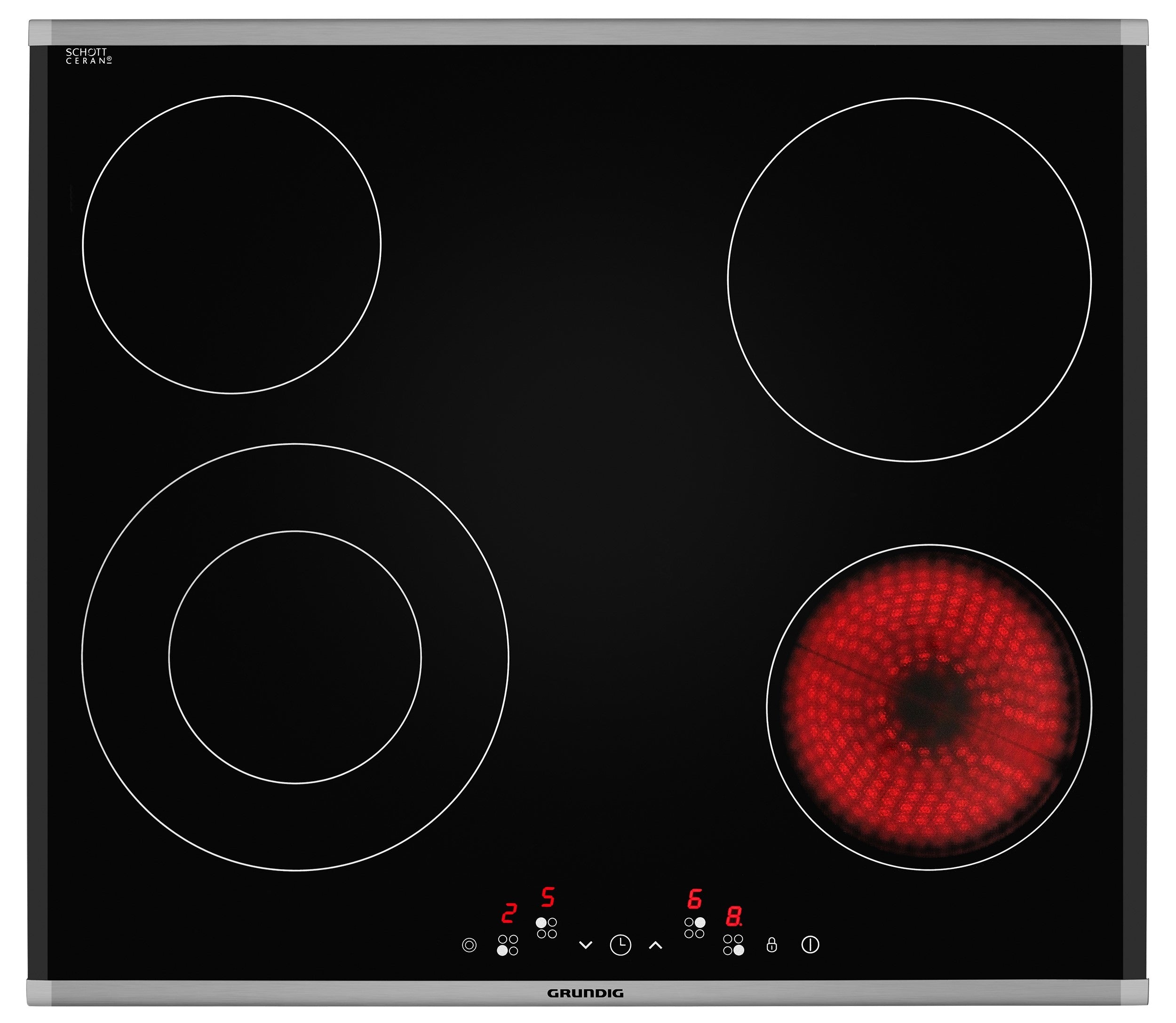 Ceramic Hob – 60cm – 4 Zones – Inox Frame