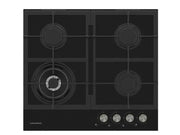 4 Gas Burner Hob – Black Glass – Wok Burner