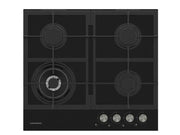 4 Gas Burner Hob – Black Glass – Wok Burner