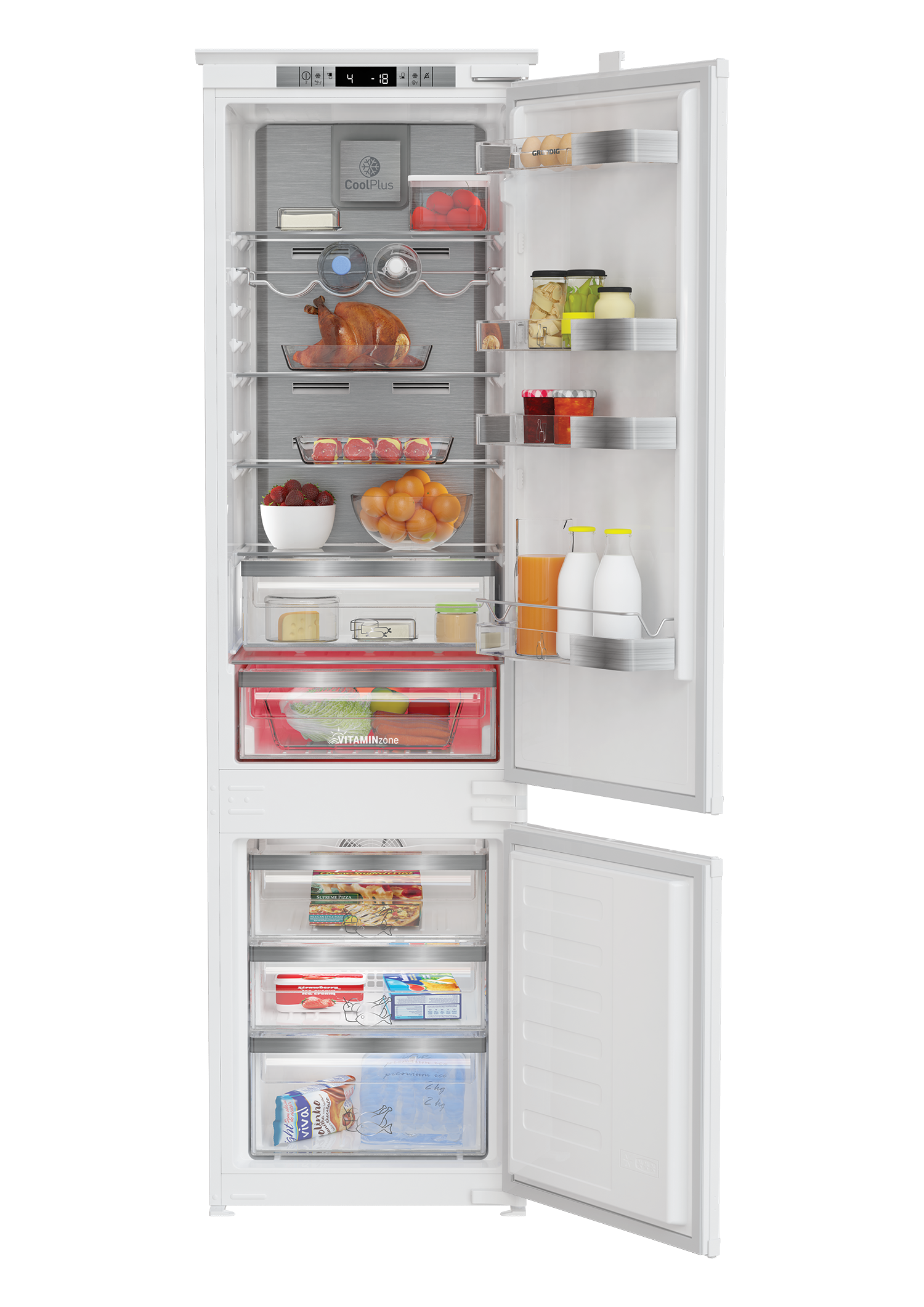Grundig Built-In Fridge Freezer – 284L – No Frost – Class E