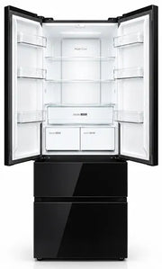 HAUSS FRENCH DOOR FRIDGE FREEZER BLACK GLASS