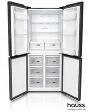 HAUSS MULTI DOOR FRIDGE FREEZER ,NON FROST , CLASS E , BLACK GLASS