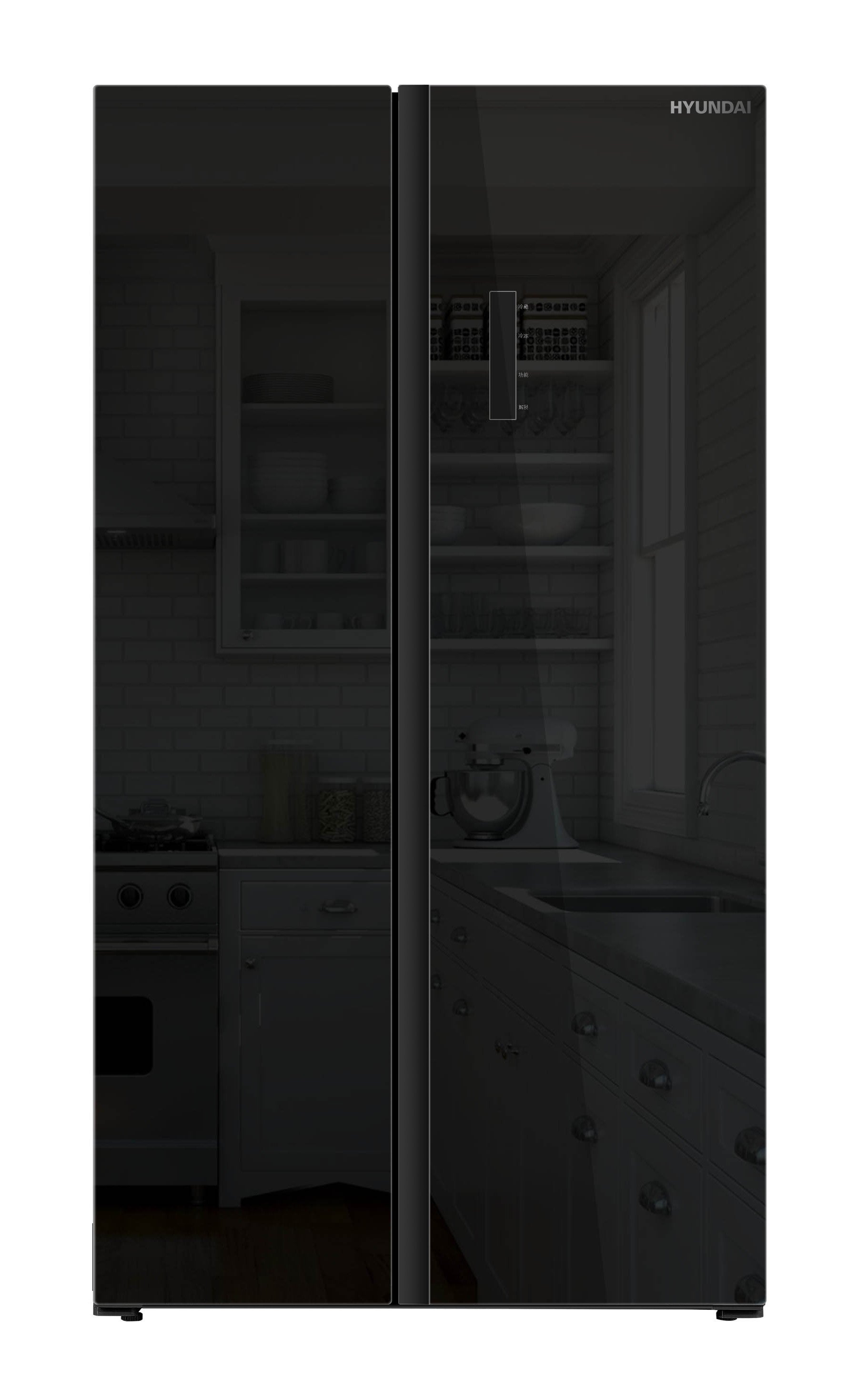 Hyundai Side-by-Side Fridge Freezer – 505L – Black Glass – No Frost – Class E