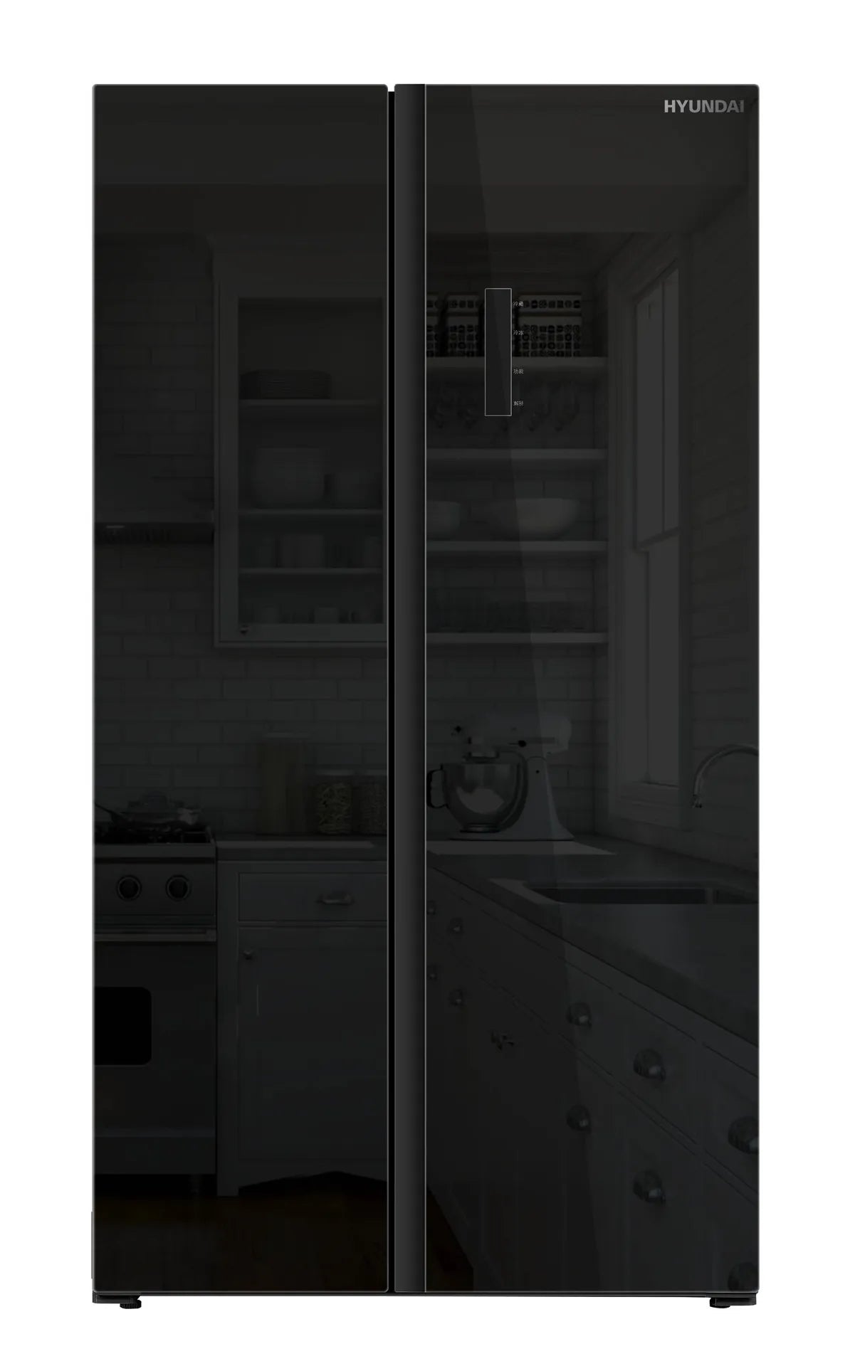Hyundai Side-by-Side Fridge Freezer – 505L – Black Glass – No Frost – Class E