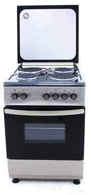 Fiesta – Freestanding Electric Cooker 60cm, 4 Hot Plates, Fan Oven, Silver
