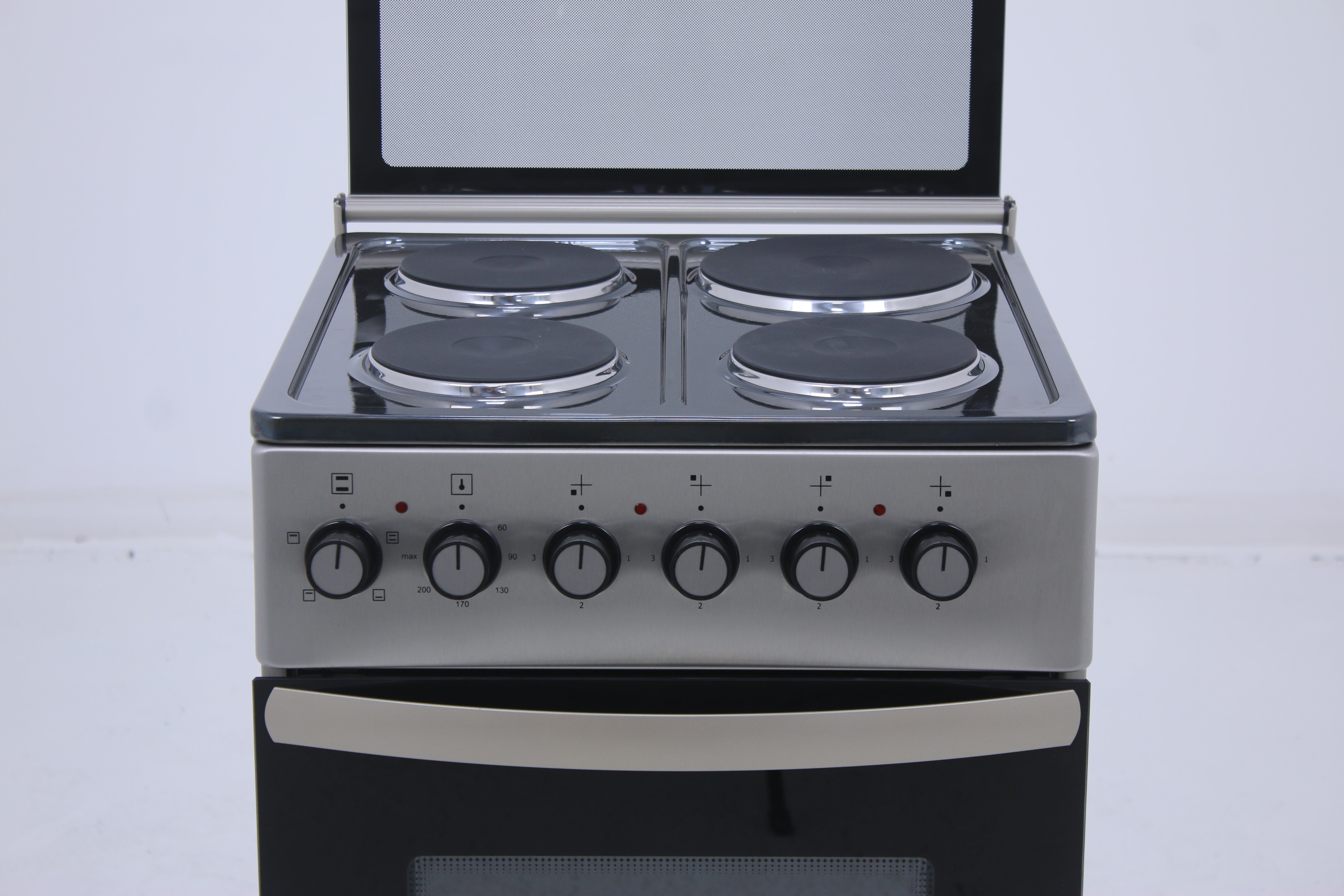 Fiesta – Freestanding Electric Cooker 50cm, 4 Hot Plates, Silver