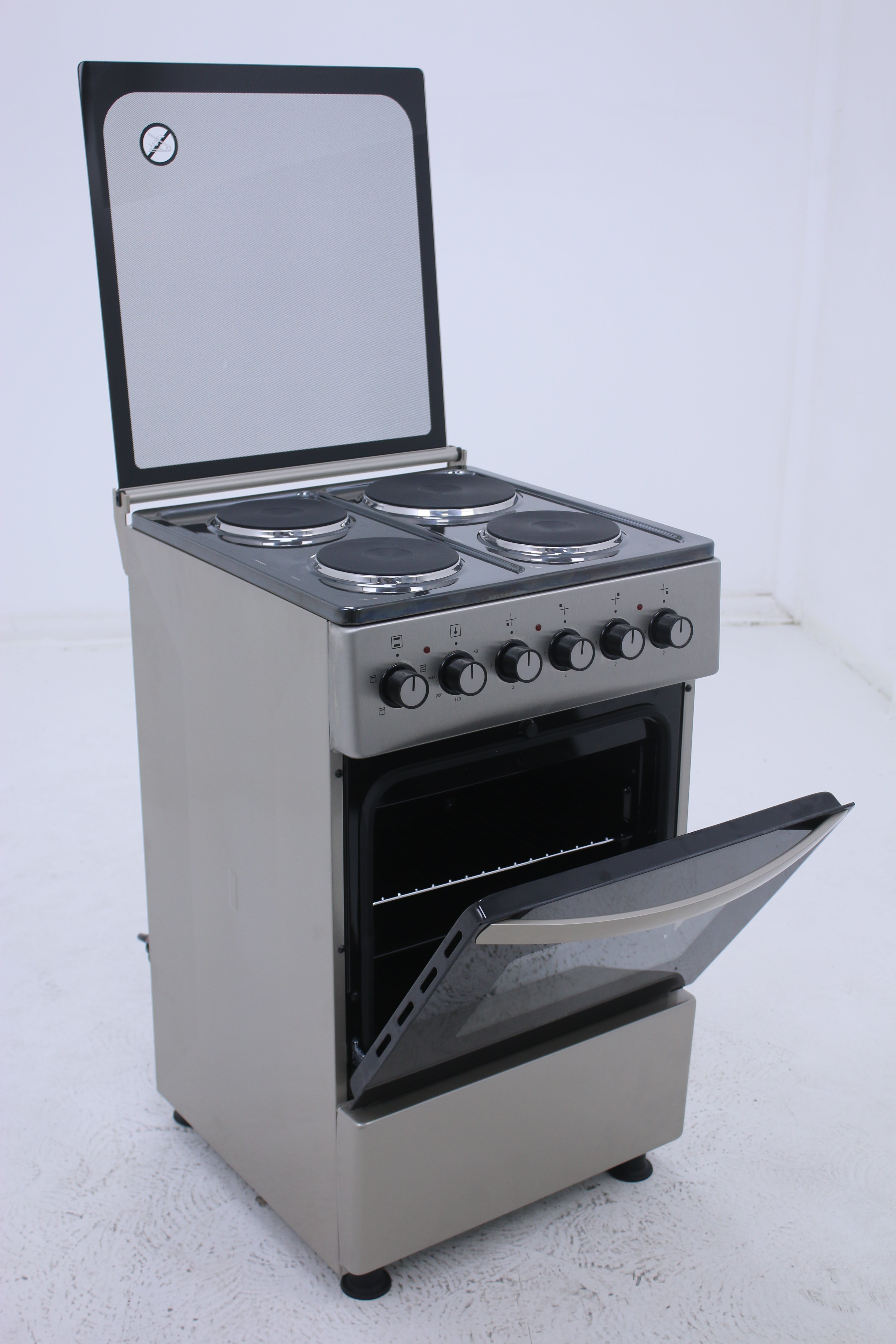 Fiesta – Freestanding Electric Cooker 50cm, 4 Hot Plates, Silver