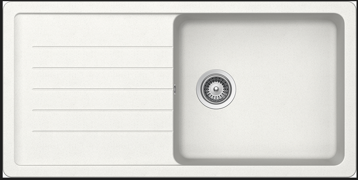 1 Bowl Sink with Drainer – 860 × 500 mm, Granitek (Available in Black & White)