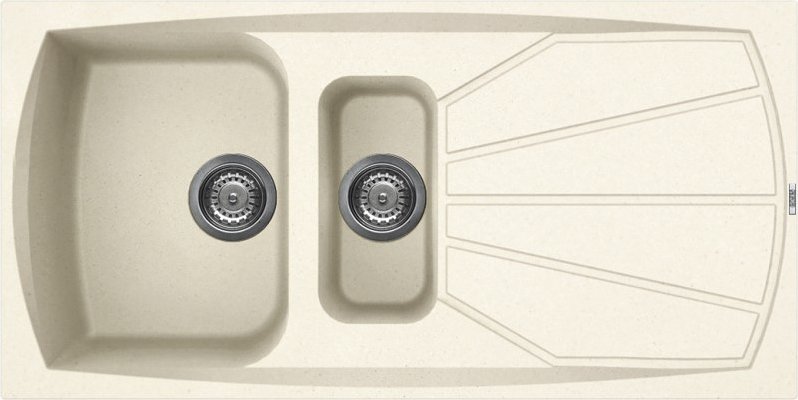 Granitek Sink – 1 and 1/2 Bowls 1 Drainer, Vaniglia