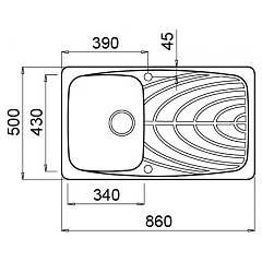 1 Bowl Sink with Drainer – 860 × 500 mm, Blue