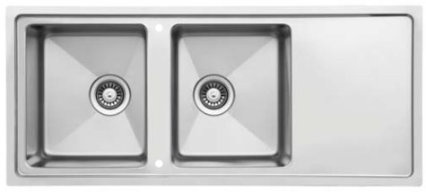Stainless Steel Sink – 2 Bowls 1 Drainer, 1160 × 500 mm
