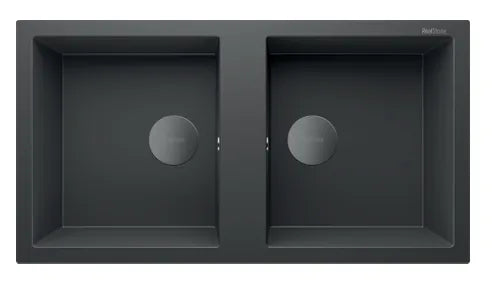 RealStone Sink – 2 Bowls, 970 × 520 mm, Black
