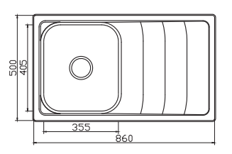 1 Bowl 1 Drain Sink – 860 × 500 mm