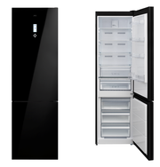 Black Glass Fridge Freezer – 367 L, No-Frost, Class E