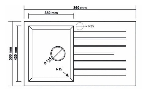 Granitek Sink – 1 Bowl 1 Drain, 860 × 500 mm, Beige
