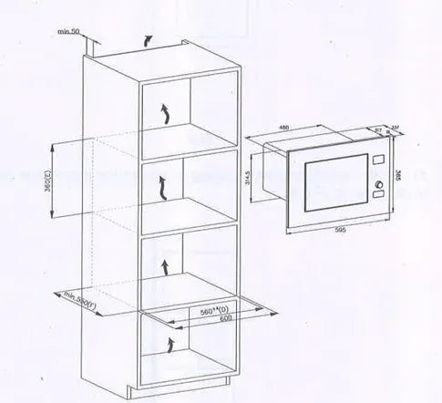 Built-In Microwave with Grill – 20 Litres, Stainless Steel