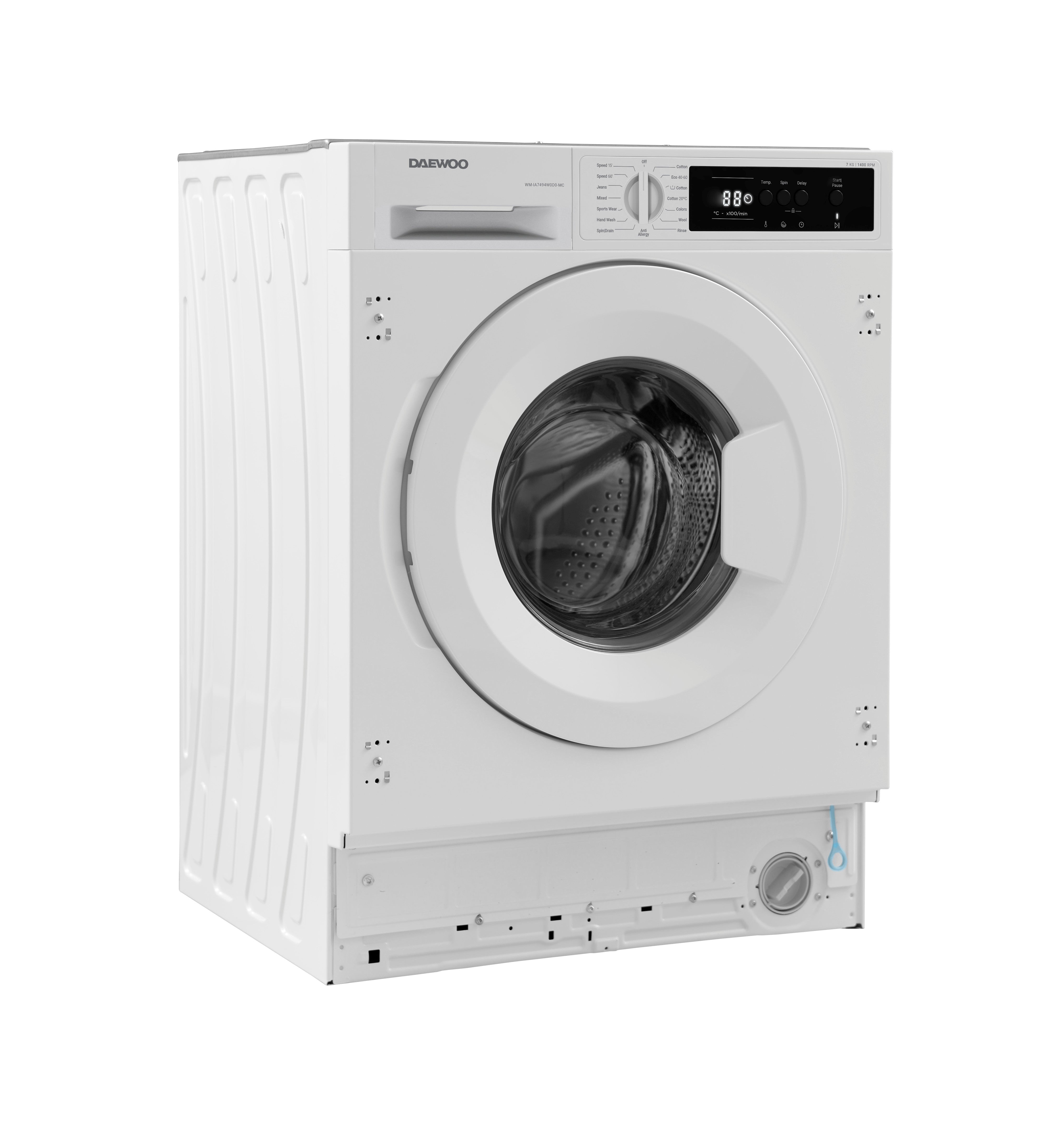 Daewoo Built-In Front Loader – 8kg, 1400rpm, Variable Temperature & Spin