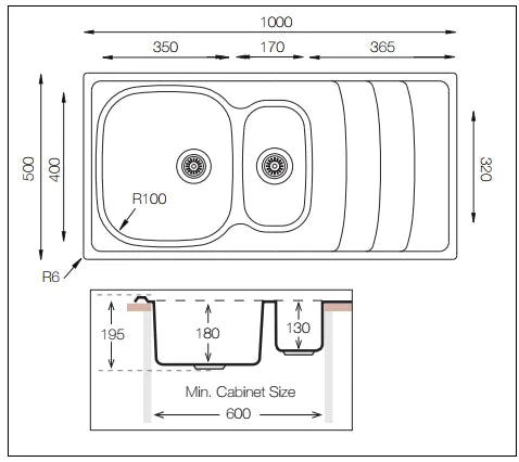 1.5 Bowl Sink with Drainer