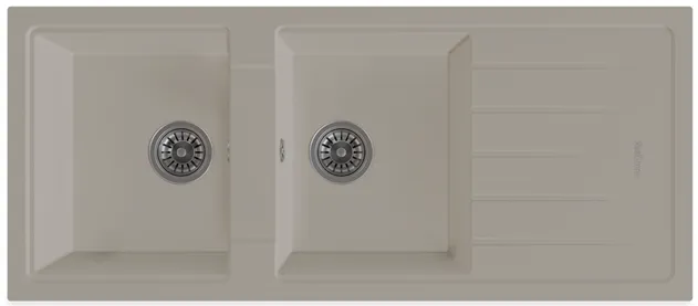 GRANITEK - Granite Sink 2 Bowls with Drainer 116cm Cream