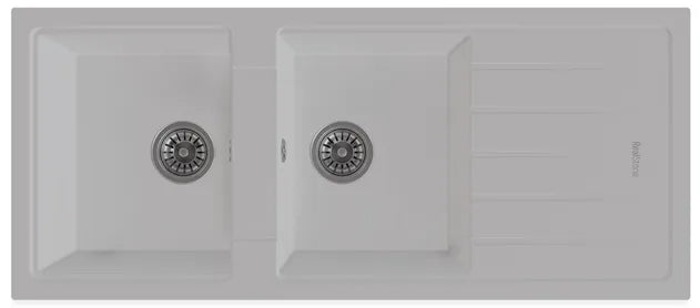 GRANITEK - Granite Sink 2 Bowl with Drainer 116cm White