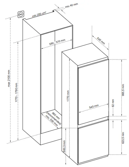 Haüss Built-In Combi Fridge Freezer – 177cm – Integrated