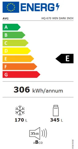 AVG – Quad Door Fridge Freezer – 515L – No Frost – Dark Inox – Class E